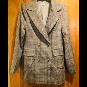 Double Breasted Plaid Blazer